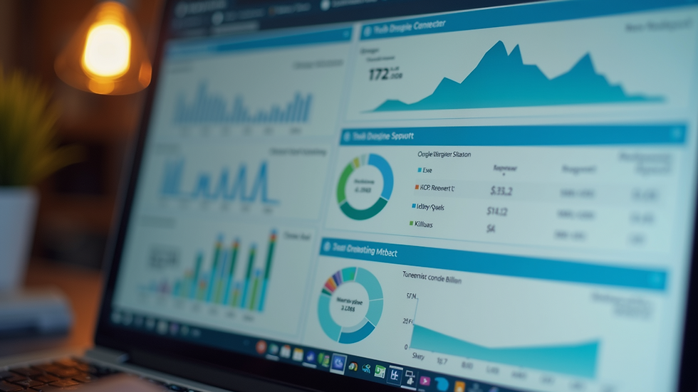 Close-up of a computer screen showing billing software dashboard