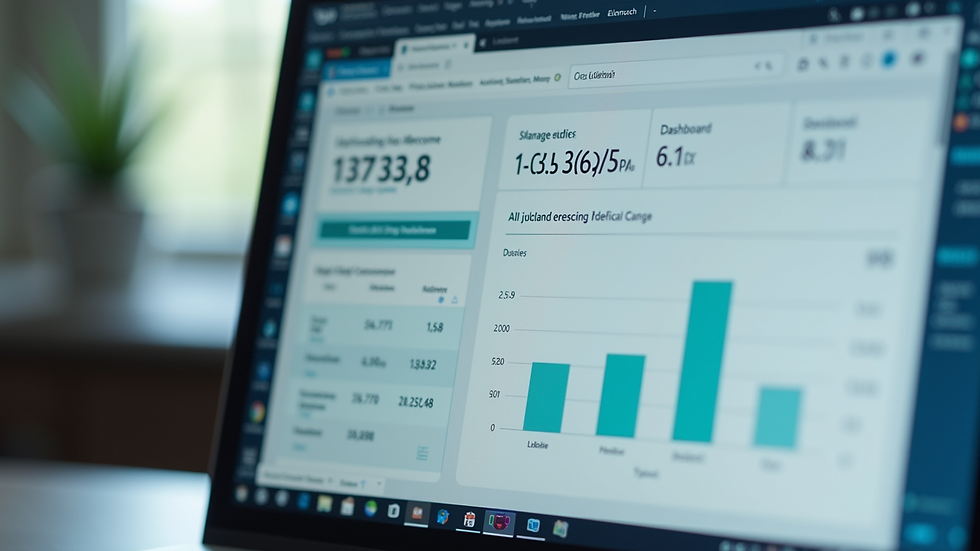 Close-up view of a computer screen showing medical billing software dashboard