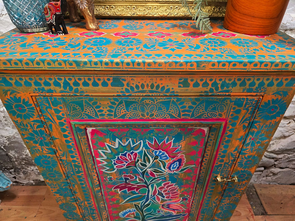Thumbnail: Indian Florals Handpainted Kitchen Cabinet