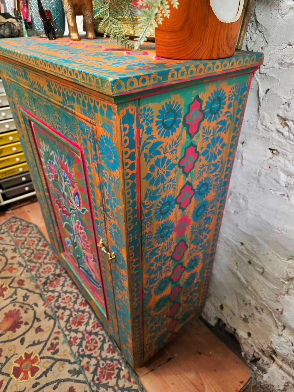 Thumbnail: Indian Florals Handpainted Kitchen Cabinet