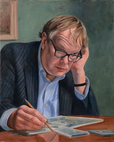 Portrait of man sitting at a desk, Feustel Fine Art