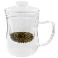 Just a Leaf Organic Tea, Tea Infuser, Cтеклянный Чайник-кружка с фильтром для За