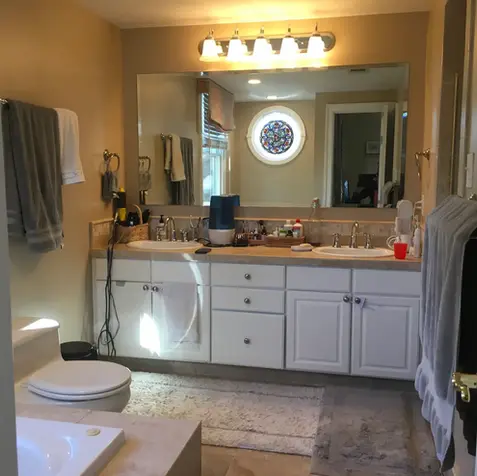 bathroom shower tile Woodbridge VA — large format porcelain tile installation by Vale Construction