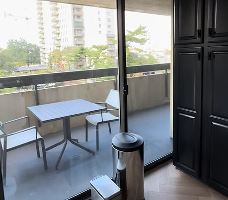 Kitchen renovation herringbone hardwood floor black quartz countertops Alexandria VA