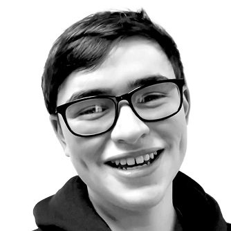 Smiling young man wearing glasses