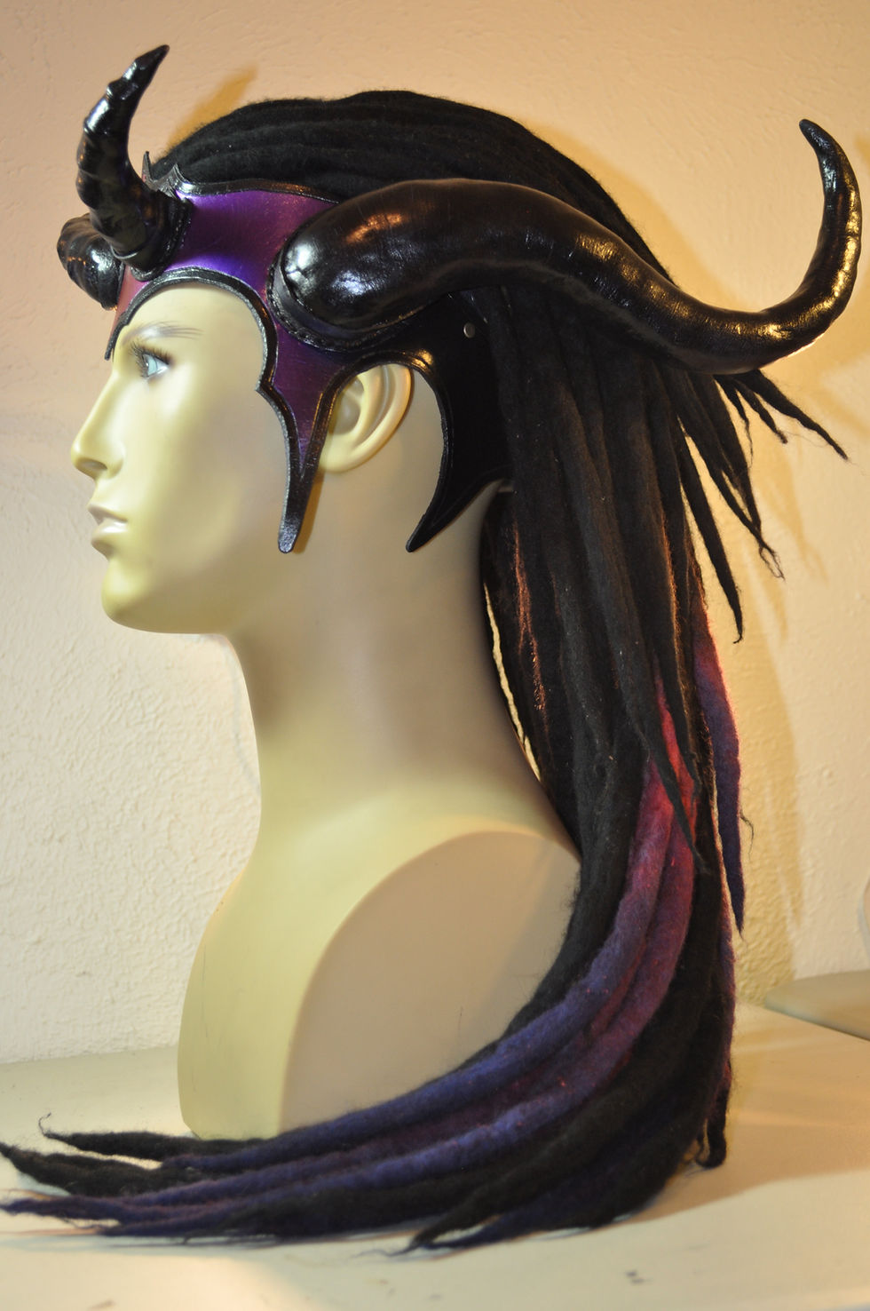 Thumbnail: Horned Headdress w/ Dreads. Black "Twilight"