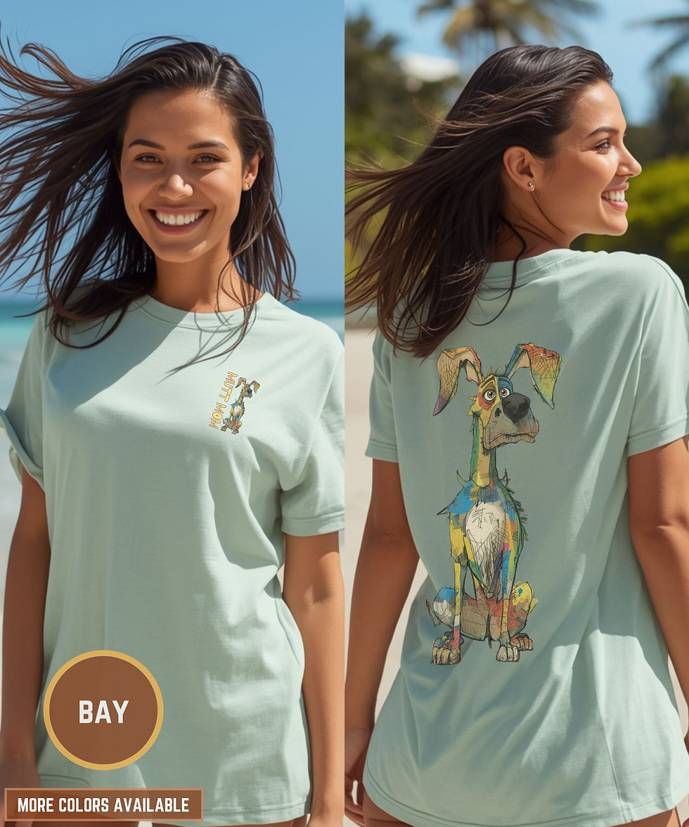 Thumbnail: Colorful Whimsical Dog Mom T-Shirt | Artistic Watercolor Mutt Mom Tee