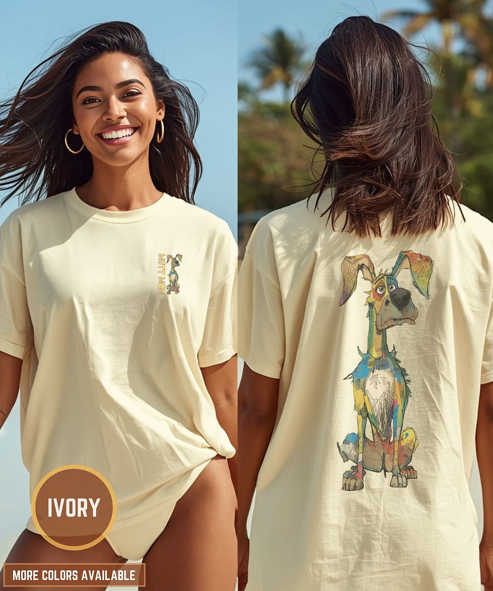 Thumbnail: Colorful Whimsical Dog Mom T-Shirt | Artistic Watercolor Mutt Mom Tee