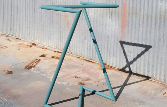 custom zig zag metal table glass top modern