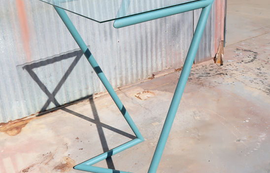 modern zig zag accent table steel frame