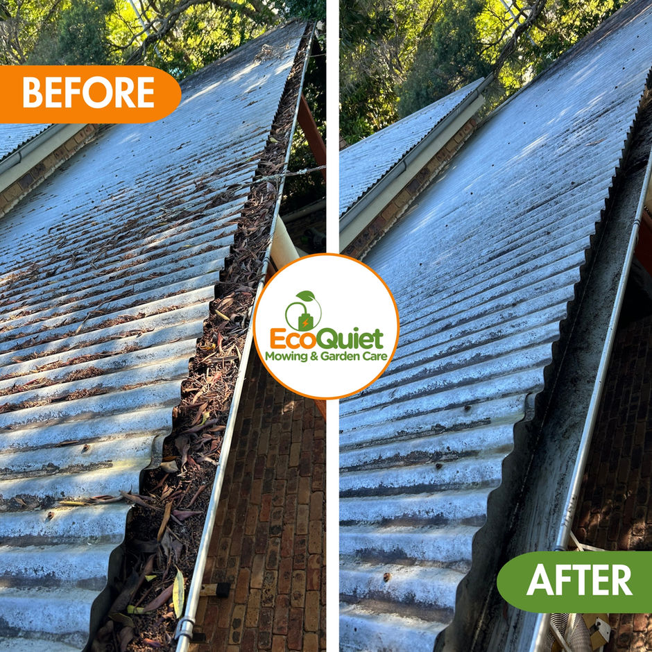 Gutter cleaning service removing debris from residential gutters to prevent water damage.