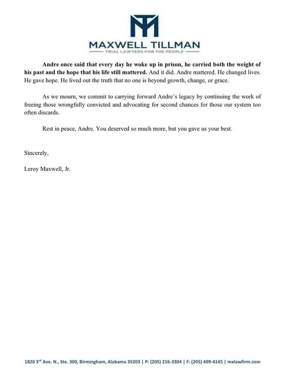 Honoring the Life and Legacy of Andre Legay Wallace