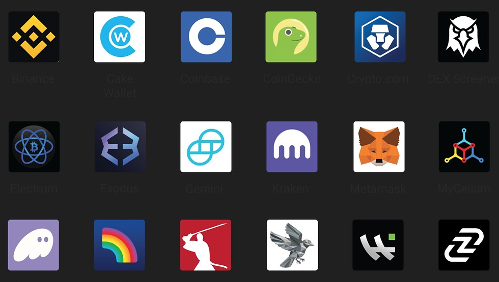 Mantente atento a cualquiera de estos íconos en aplicaciones o extensiones del navegador. (Guía de campo de Chainalysis para autoridades policiales)