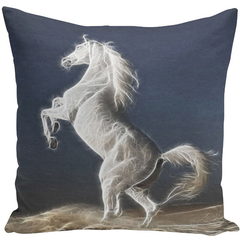 Thumbnail: Throw Pillow Bts Case 45x45 Animal Print War White Horse Cushion Cover 