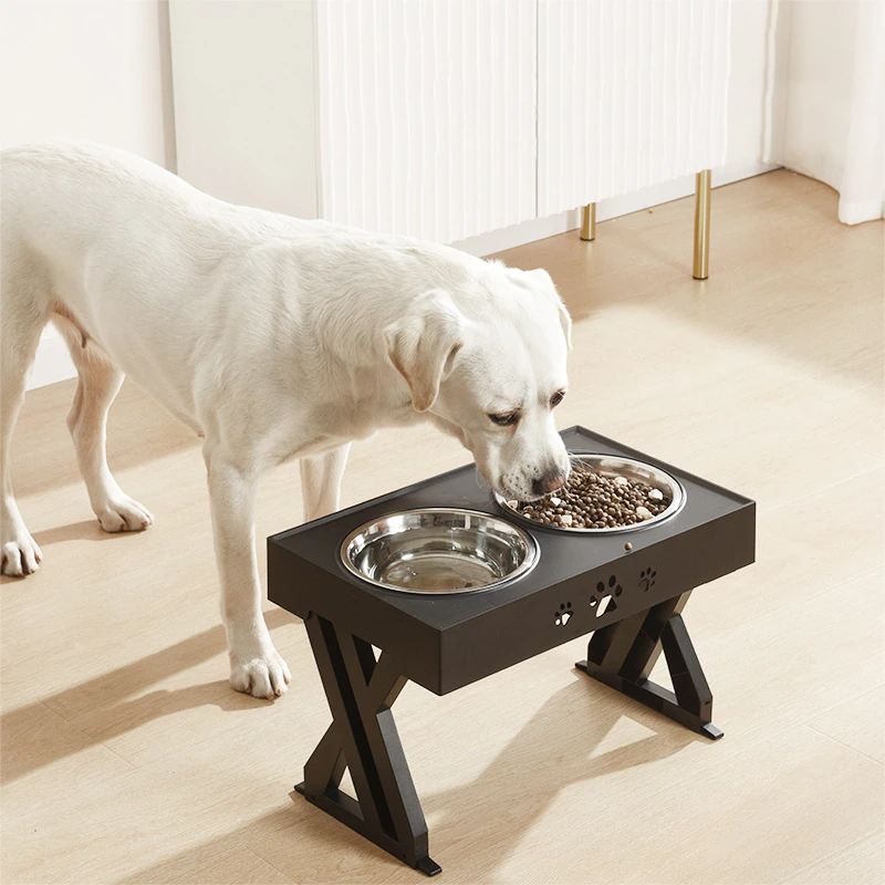 Dog Double Bowls Adjustable Elevated Pet Feeding Raise Cat Food Water Bowls