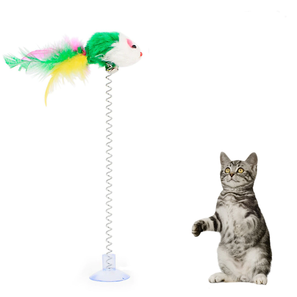 Thumbnail:  Cat Toy Feather With Bell Mouse Cage Toys  Artificial Colorful Cat Teaser Toy 