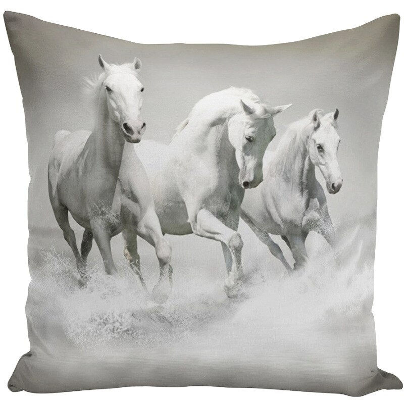 Thumbnail: Throw Pillow Bts Case 45x45 Animal Print War White Horse Cushion Cover 
