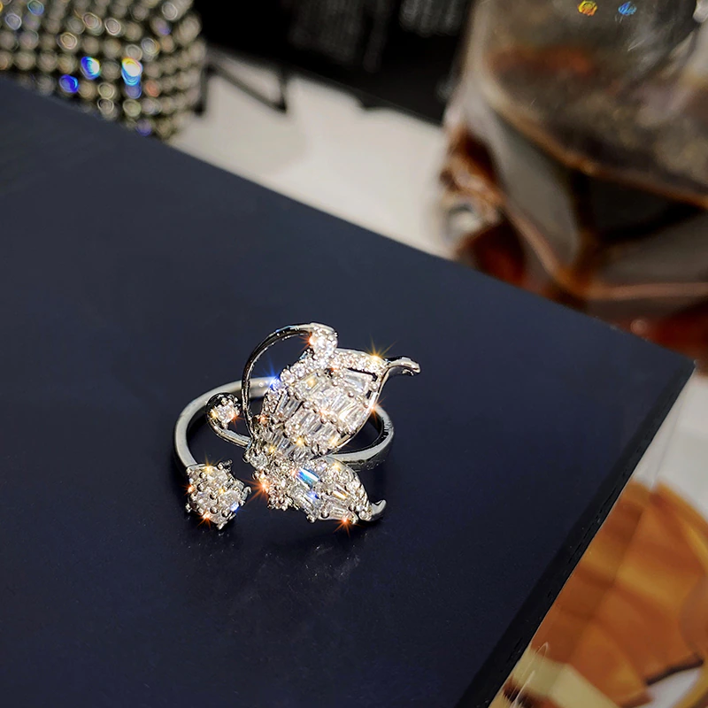 Thumbnail:  jewelry opening high-grade copper inlaid zircon butterfly ring  