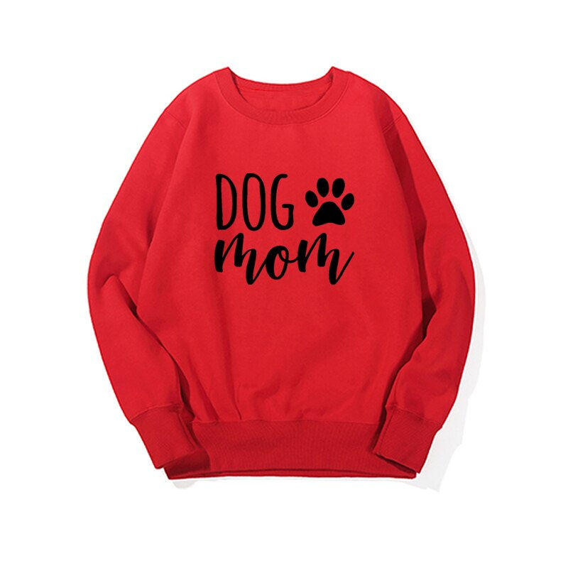 Thumbnail: 100%Cotton DOG MOM   Long Sleeve O-Neck Casual Sweatshirt Paw Print 
