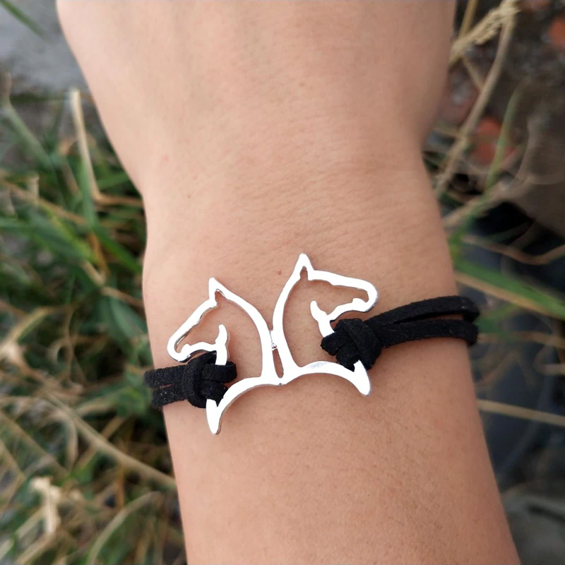 Thumbnail: Couple horse Bracelets two horse two colors gold and silver color bracelet 