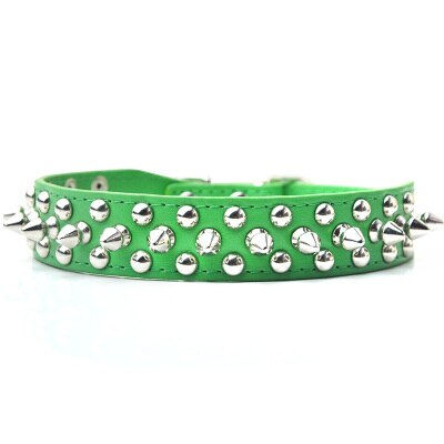 Thumbnail: Pu Leather Studded Round Spikes and Dog Pet Collar BullDog Necklace