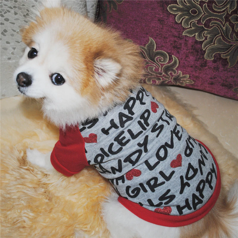 Thumbnail: Pet Clothes Letter Printed Pet Sweatshirt Chihuahua Dog Shirt 