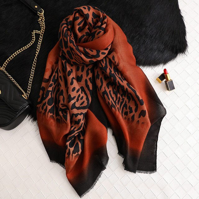 Thumbnail:  Women Gradient Leopard Print Scarf Soft Pretty 