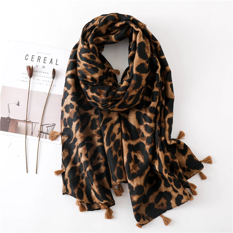 Thumbnail:  Women Gradient Leopard Print Scarf Soft Pretty 