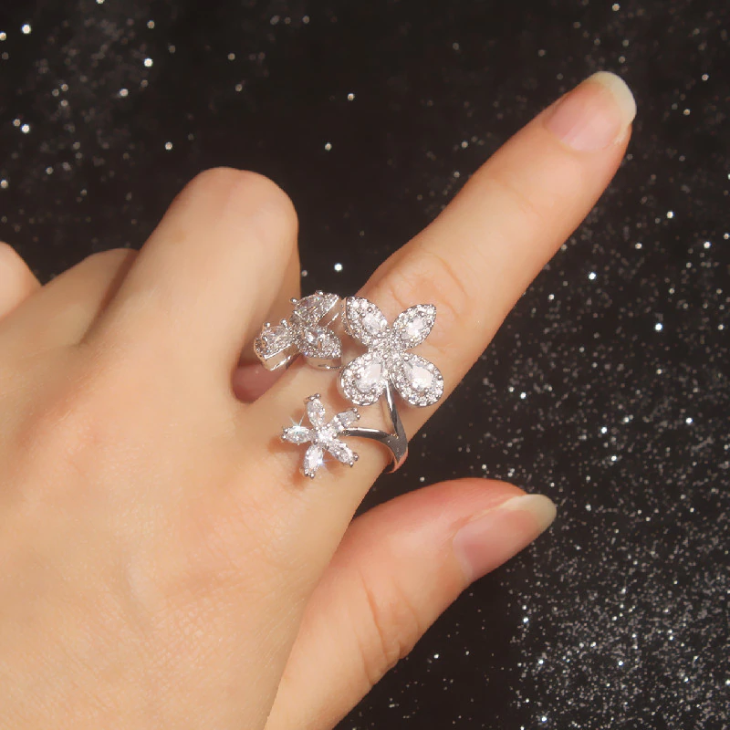 Thumbnail:  jewelry opening high-grade copper inlaid zircon butterfly ring  