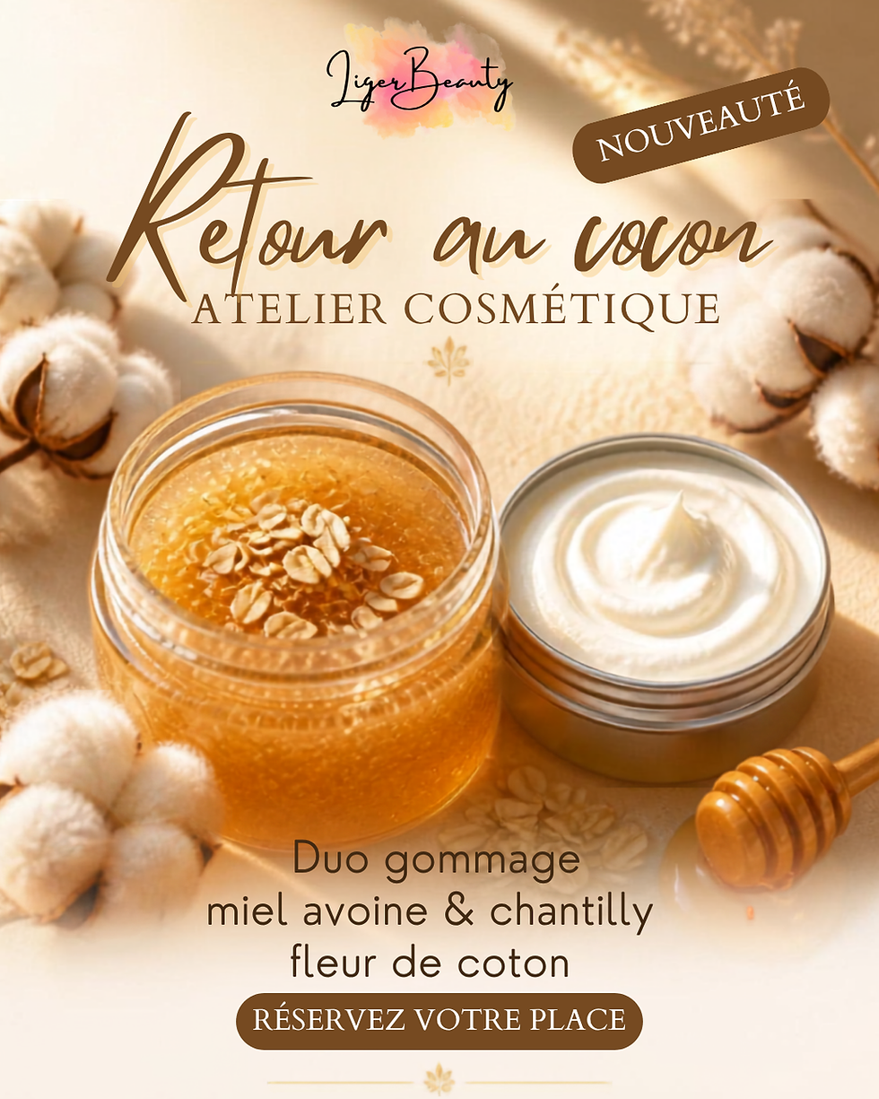 Retour au cocon - Atelier Cosmétique Duo gommage avoine miel et chantilly corporelle fleur de coton