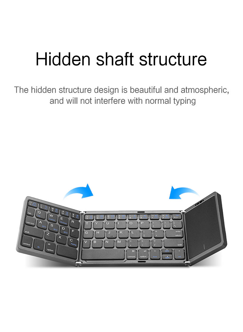 Thumbnail: Korean English Mini Portable Folding Keyboard Wireless Bluetooth Keyboard For IO