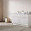 Thumbnail: Lotus 60" White Double Sink Vanity with Drains and Faucets in Chrome