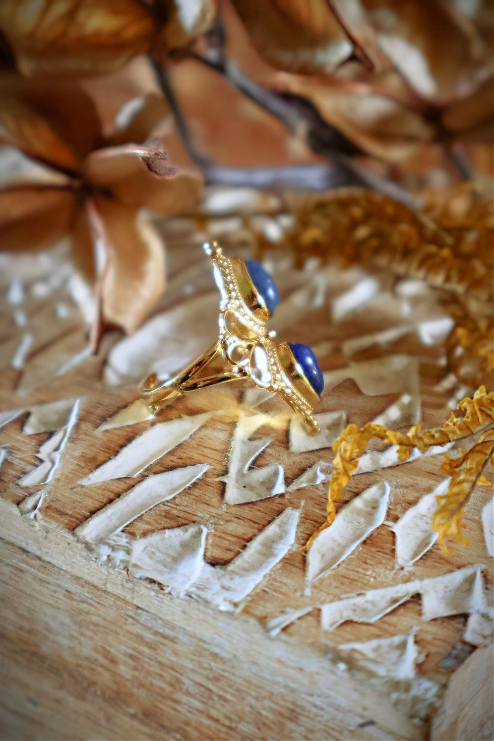 Miniature : Bague Orientale Lapis lazuli Bleue et Or