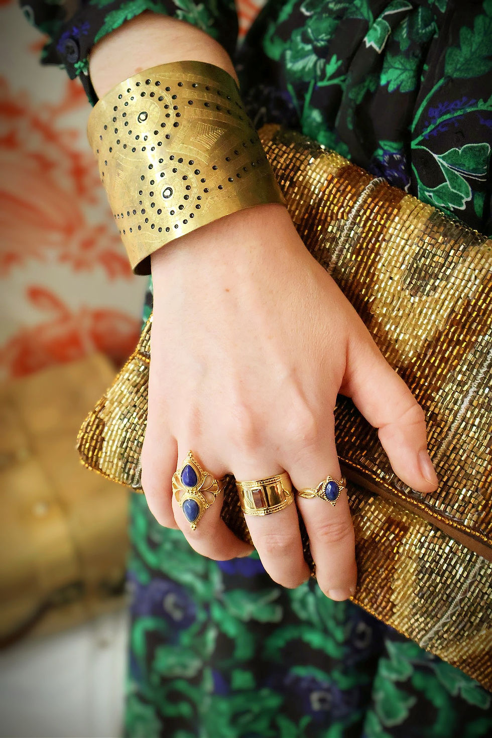 Miniature : Bague Orientale Lapis lazuli Bleue et Or