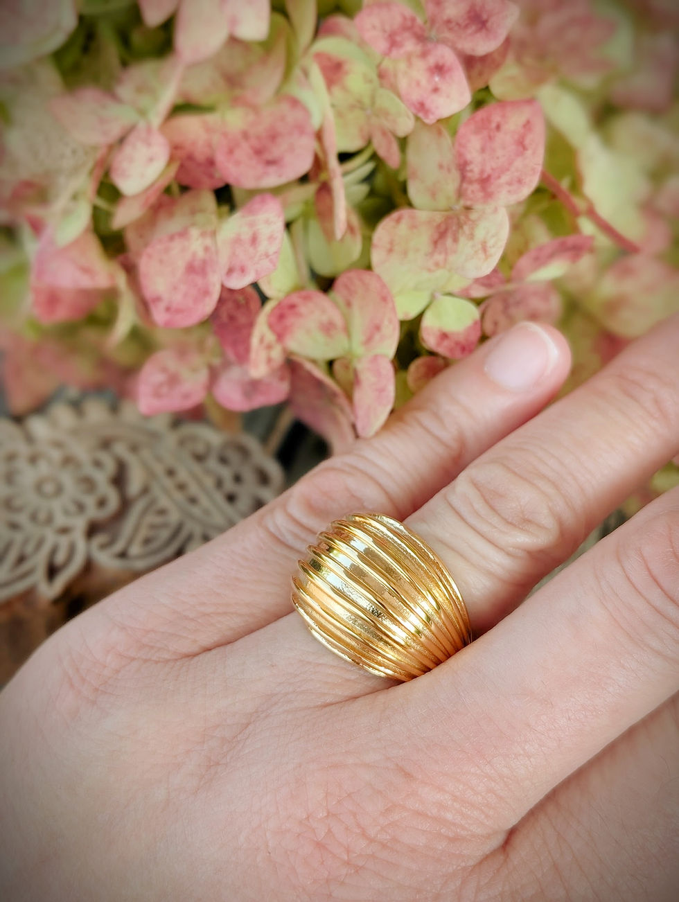 Bague Boule Dorée Vintage