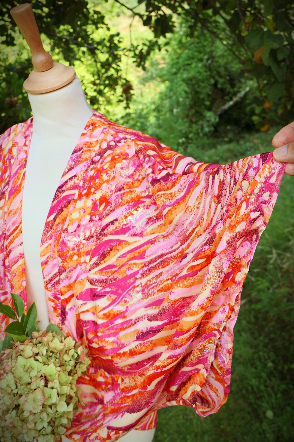 Miniature : Veste Kimono Large Rose Imprimée