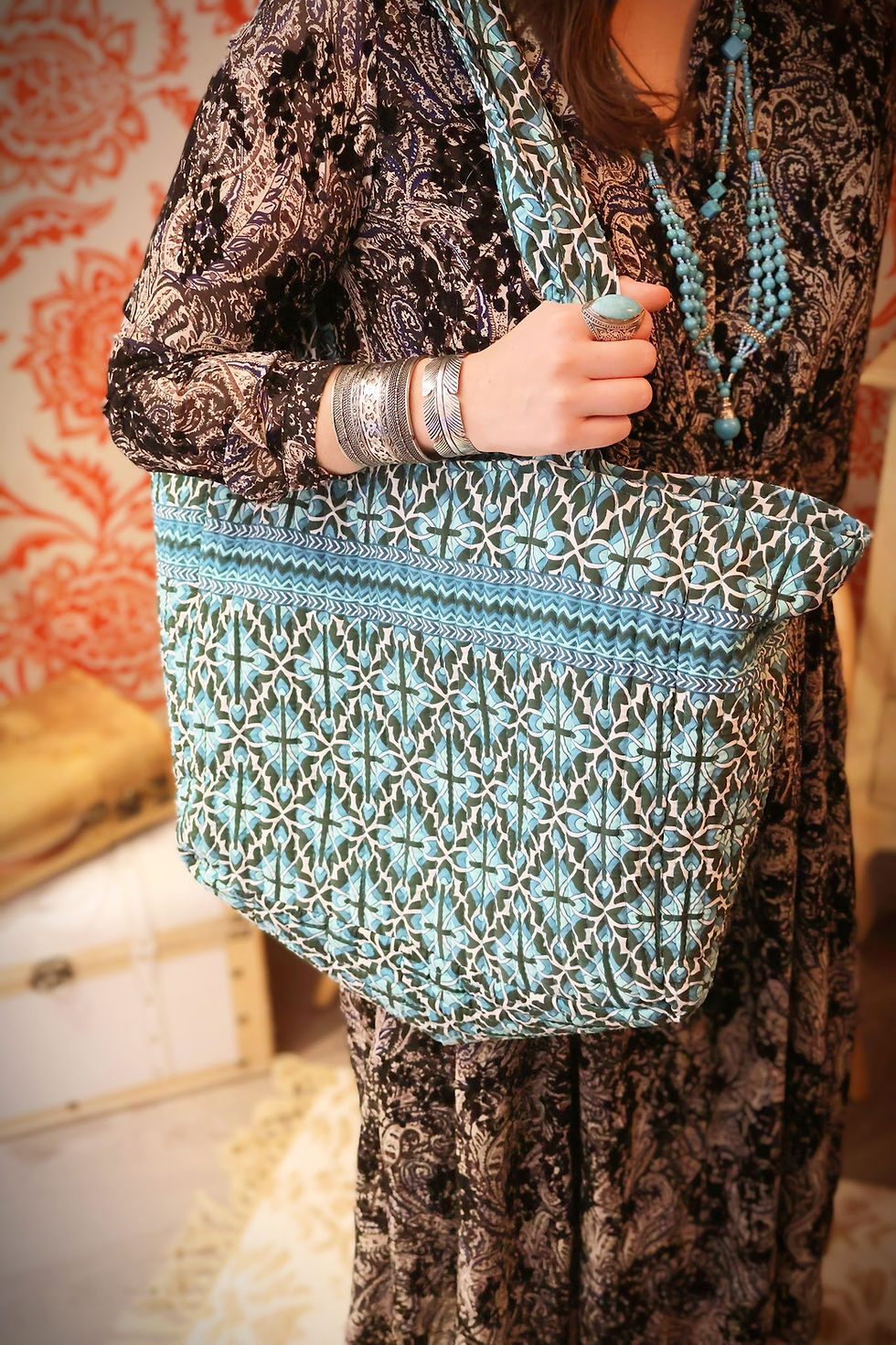 Miniature : Sac Cabas Imprimé Turquoise