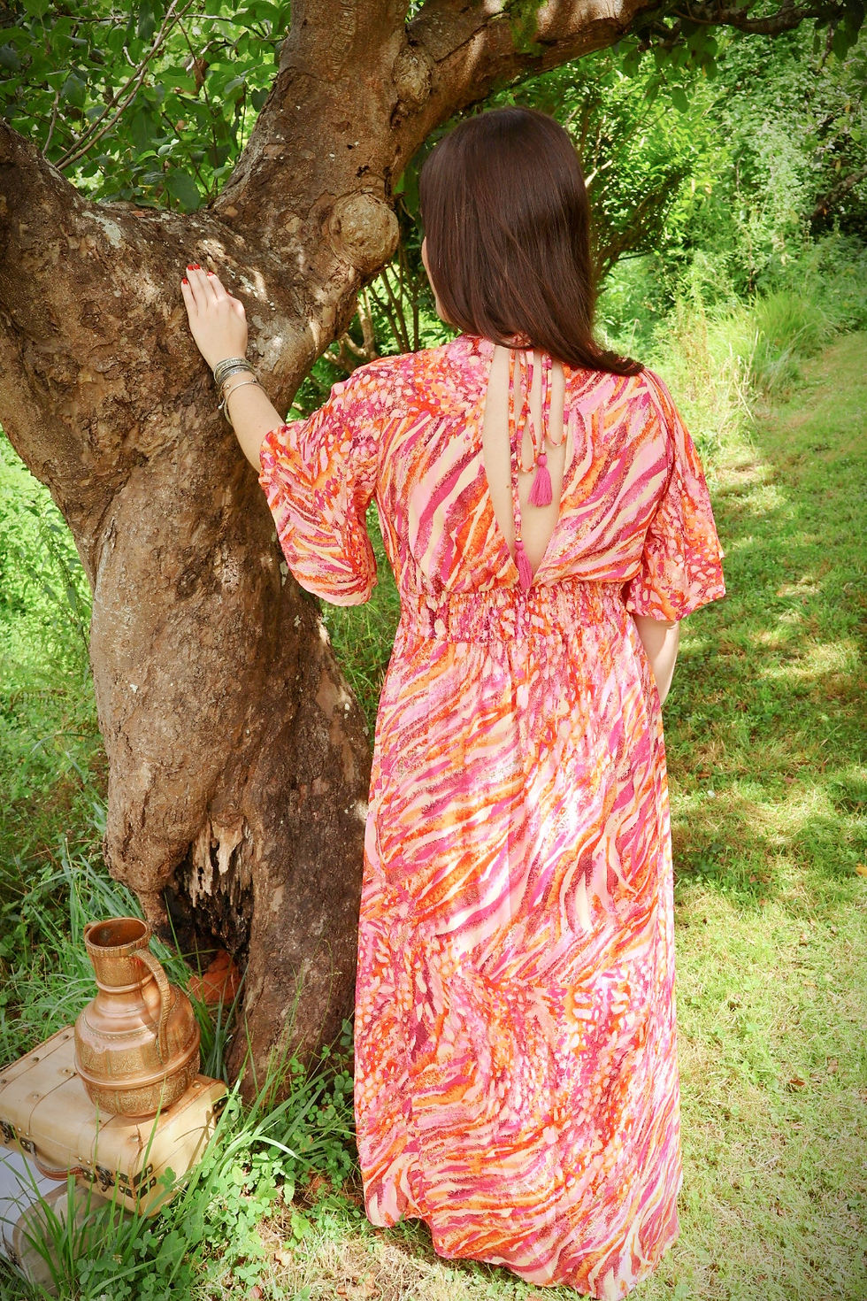 Miniature : Robe Longue Bohème Zébrée Rose