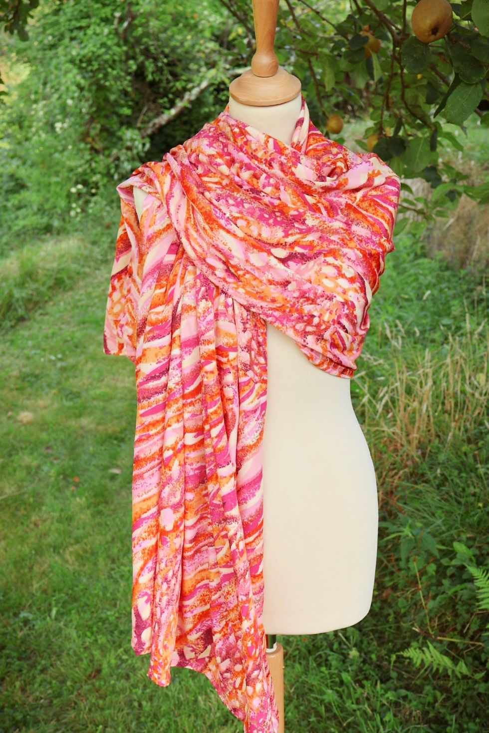 Miniature : Foulard Paréo Zèbre Orange et Rose
