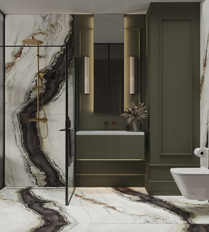 łazienka master w zielonych kolorach