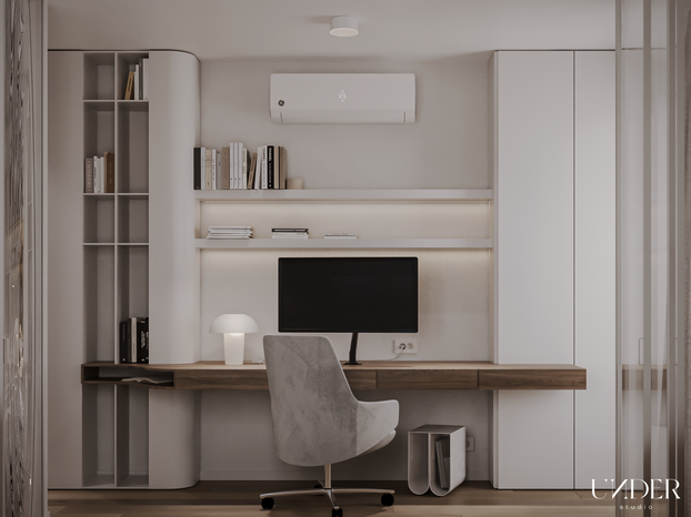 Gabinet w zimnych odcieniach beżu 