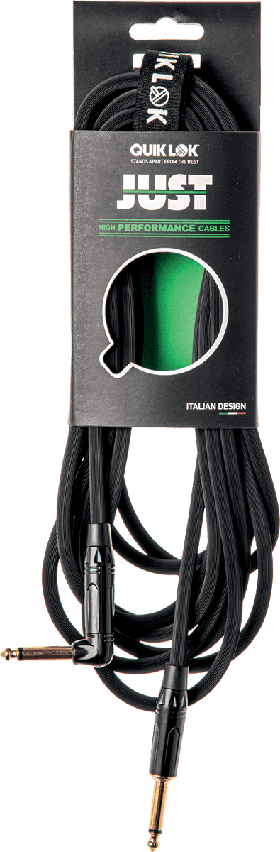 QUIKLOK CABLE INSTRUMENTJACK MONO DROIT COUDÉ 3M
