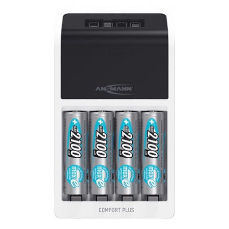 CHARGEUR DE PILE COMPACT 4 AMPLACEMENT + 4 ACCUS AA 2100MAH ANSMANN