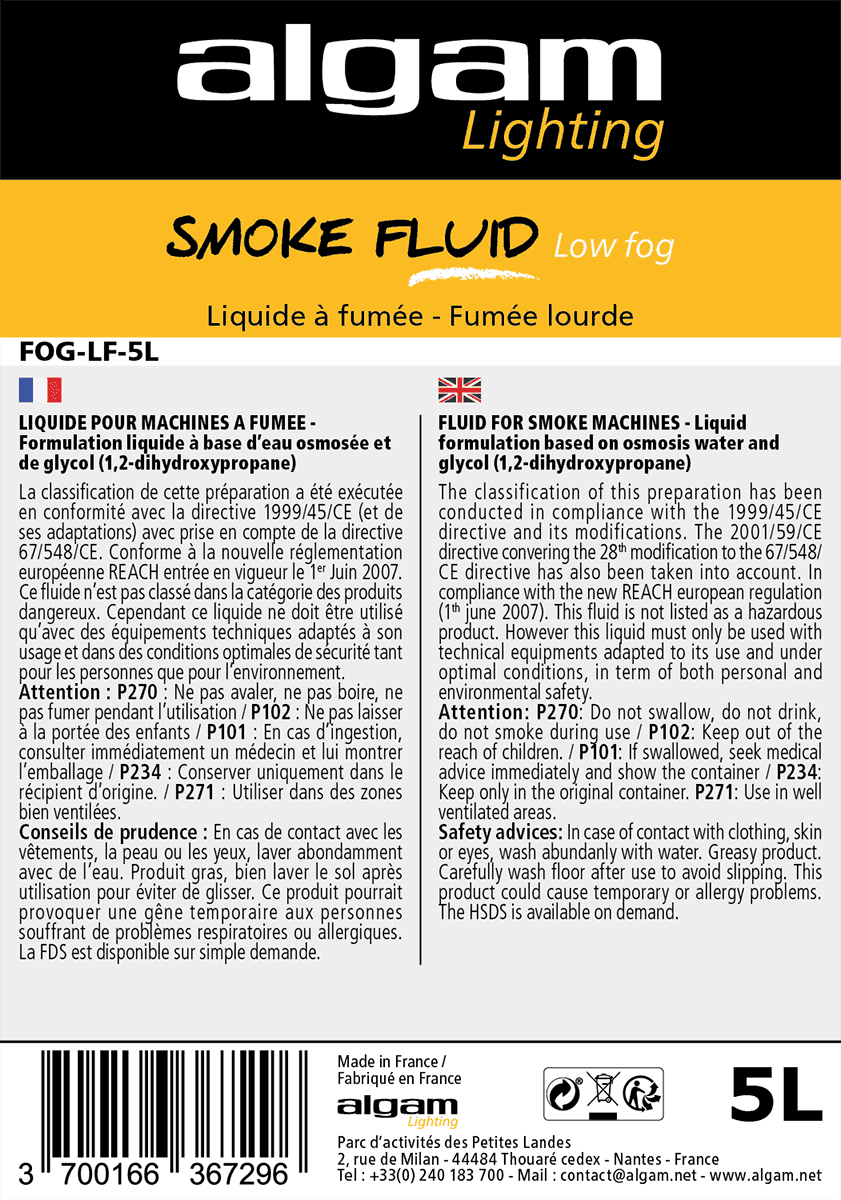 Miniature : ALGAM LIGHTING LIQUIDE À FUMÉE LOURDE 5L