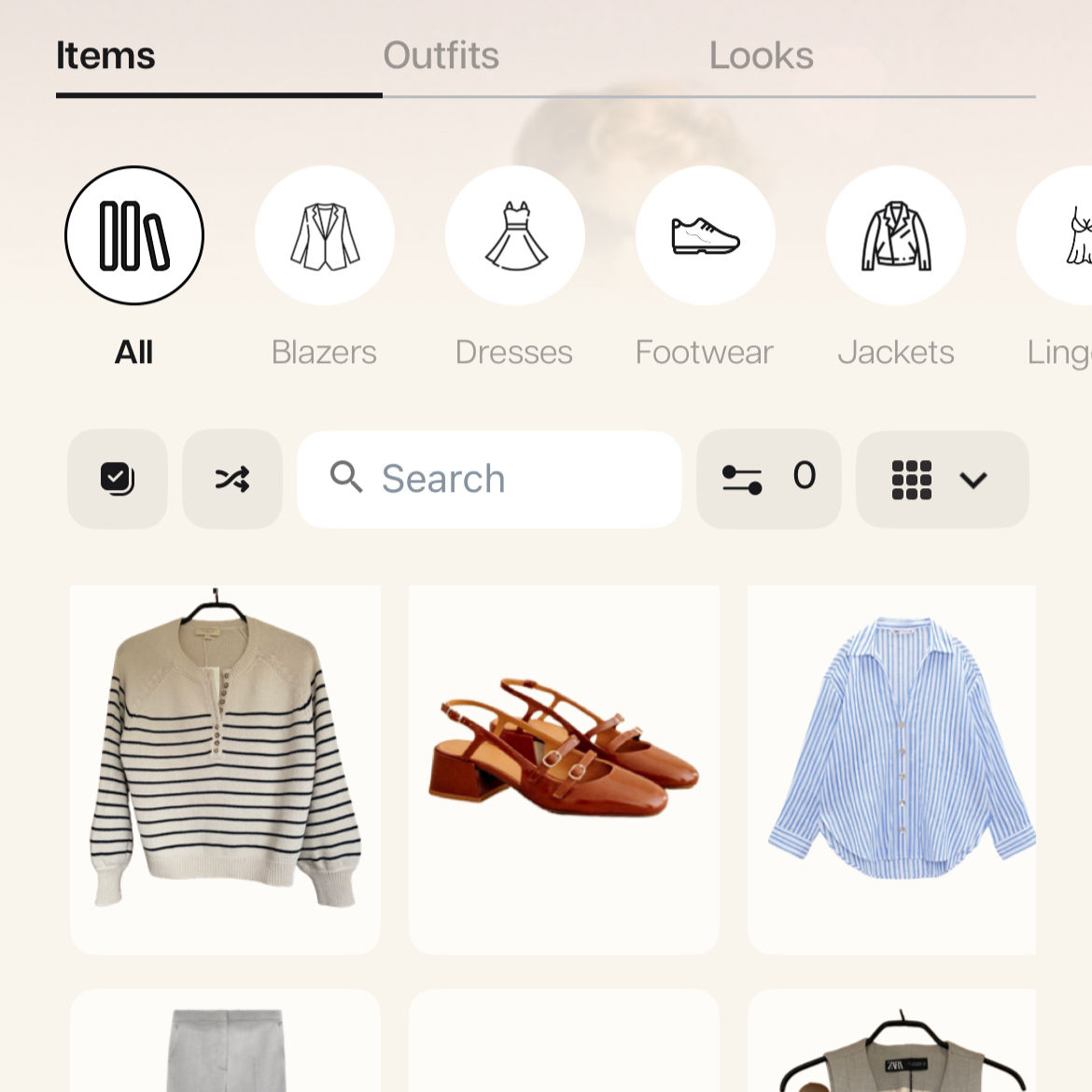 Screenshot eines Outfit-Planners