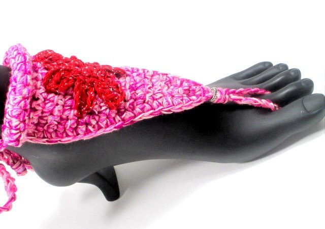 Thumbnail: Pink and Red Daisy Barefoot Sandal