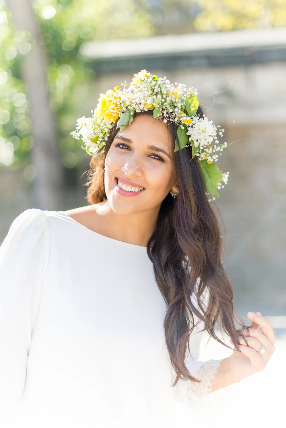 Photo mariage Haute-Savoie – portrait mariée couronne fleurs mariage