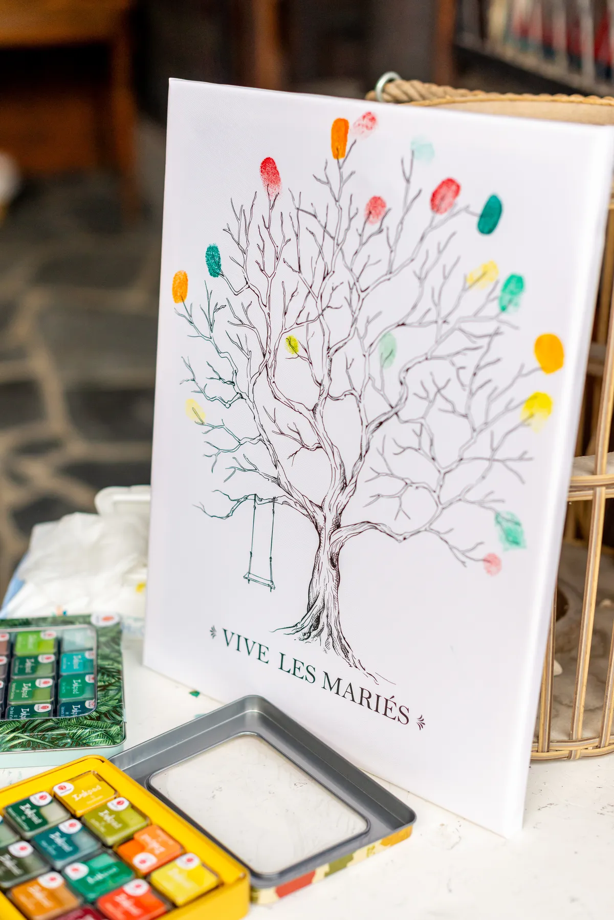 Arbre à empreintes à un mariage 