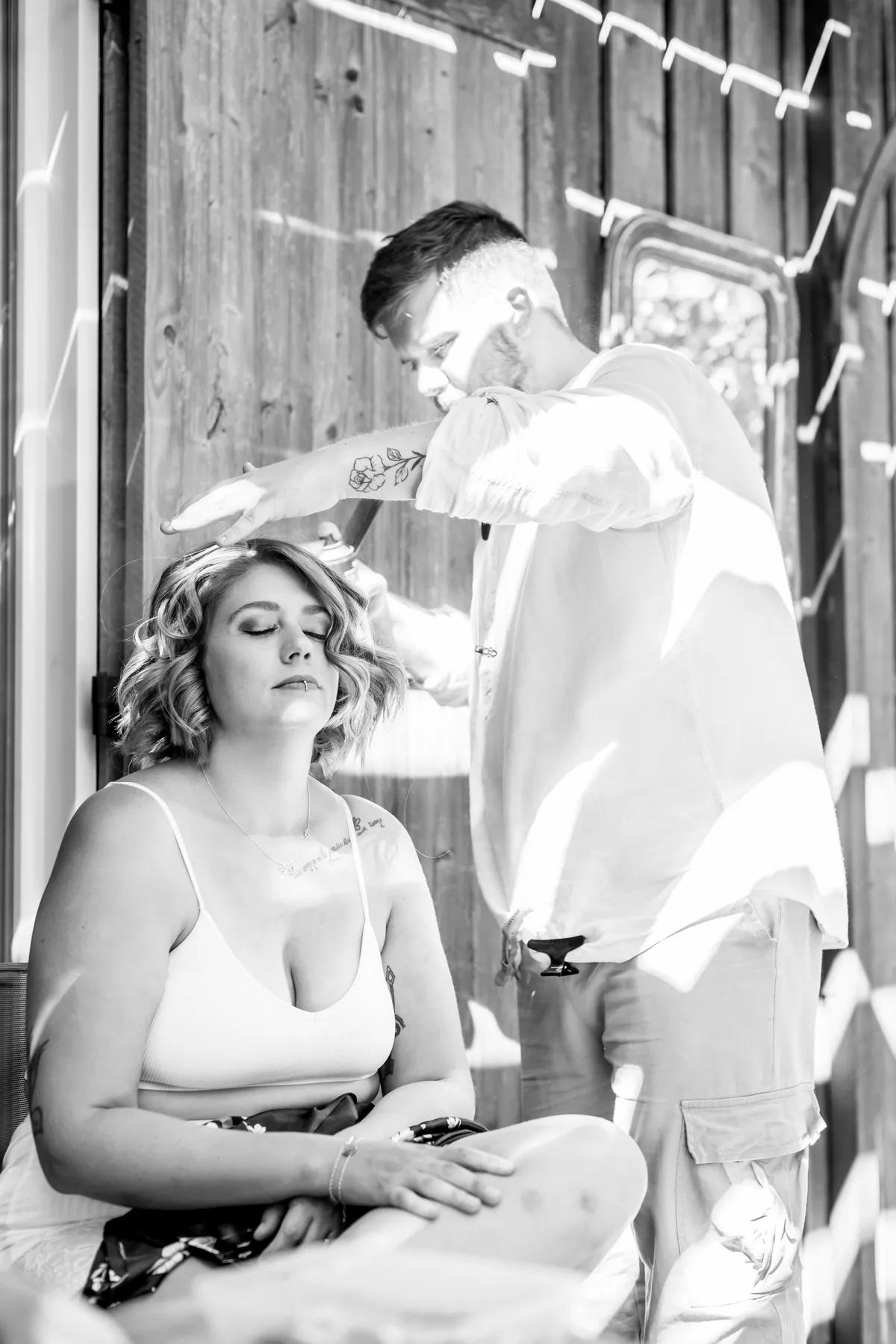 Photo mariage – coiffeur coiffe mariée préparatifs lodge Provence