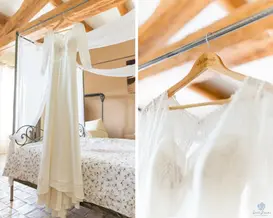 Détails de robe de mariée lumière naturelle Aix-les-Bains
